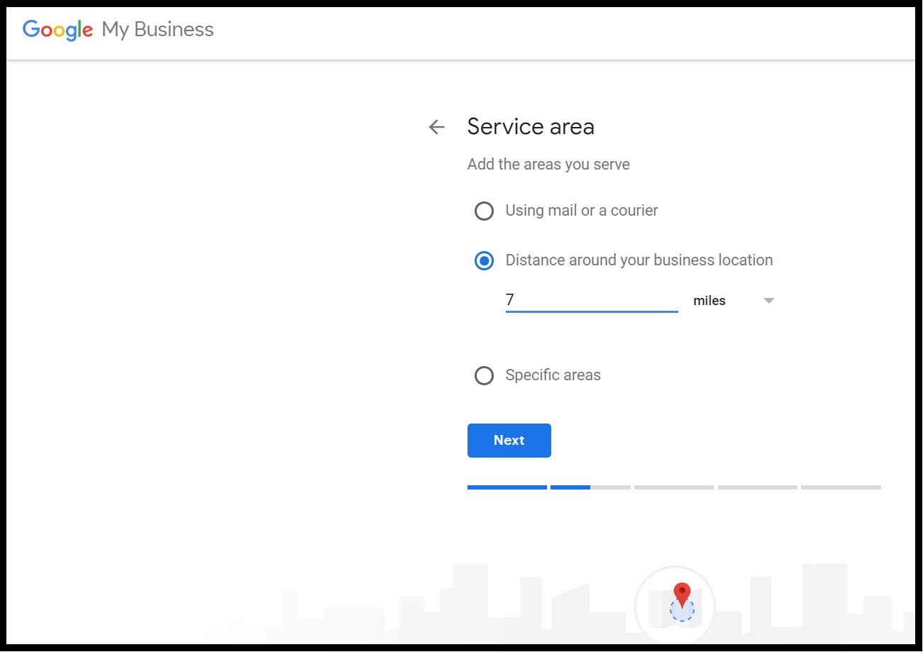 Vantaggi di Google My Business: aggiunta dell'area di servizio di consegna in modo che Google possa visualizzare ai potenziali clienti le attività commerciali locali a loro vicine