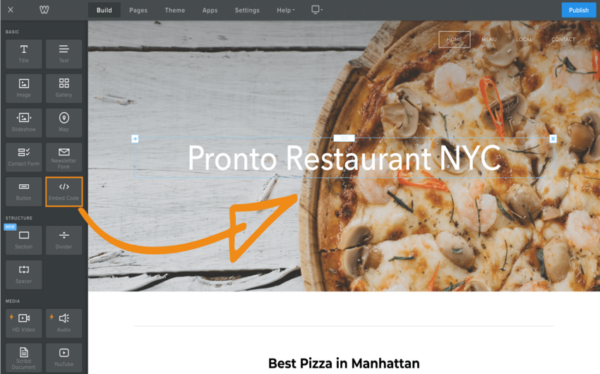 how to add the online ordering button in weebly